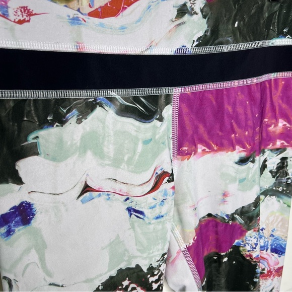 Lululemon Leggings 4 Run Inspire Crop II Pigment Wave Multi Black Pink Womens - Picture 4 of 16